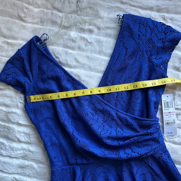 Maggy London Royal Blue Floral Lace Midi Dress - Size 10 - Picture 6 of 8